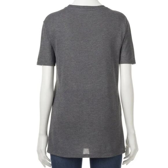 Disney Beauty and the Beast Womens Gray Graphic Tee Cutout V-Neck, Size Small - Picture 2 of 6